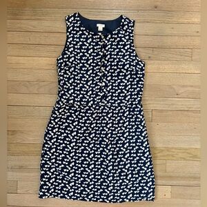 J.Crew Navy Sleeveless Dress with White Heart Print - Size 4